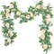 2PCS Artificial Eucalyptus Flower Garland – Champagne Rose Vine with Seeded Eucalyptus Leaves, Greenery Garland for Wedding Table, Backdrop, Party & Room Decor (Total 13FT)